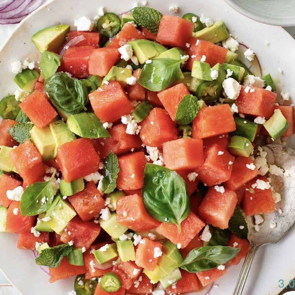Watermelon Salad w/Cucumber, Basil, Salad